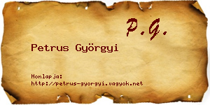 Petrus Györgyi névjegykártya